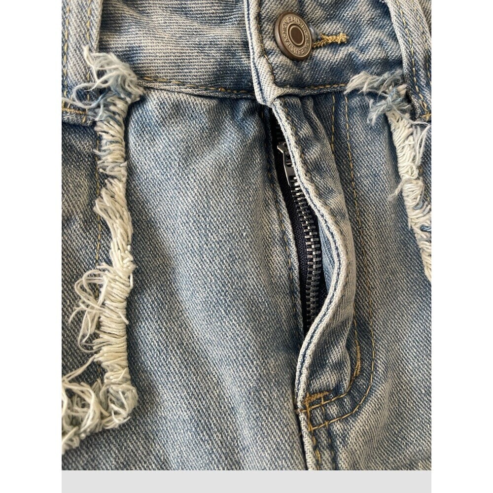 Women’s Denim Pleated Skirt Y2K Fringed Pockets Stretch Sz Medium Cotton Viscose - Picture 4 of 7